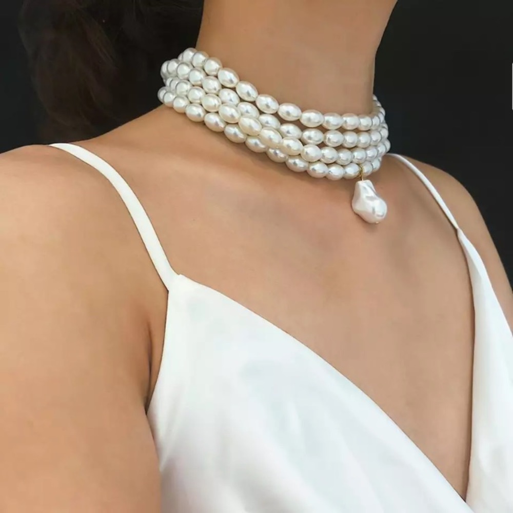 Pearl Baroque Pearl Four Layer Choker Necklace - Picture 3 of 3